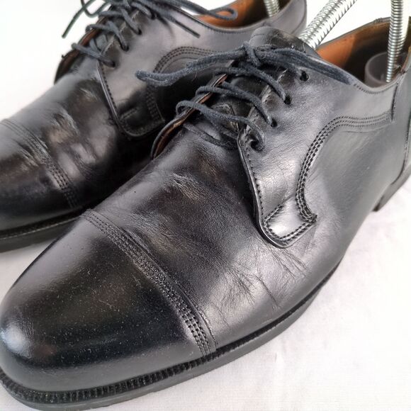 Bostonian Elements Men\'s 8.5 Black Leather Cap Toe Derby Dress Shoes Italy USA main image 6
